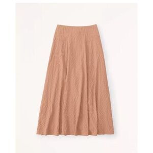 Abercrombie & Fitch Textured Flowy Maxi Skirt Brown Elastic Waist XS NWT $80